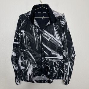 Nike SHIELD Jacket Medium Full-Zip Running Black Mesh Panel Hide Away Hooded